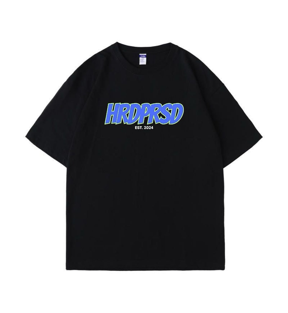 BLUE Hard Pressed Oversized Tee Embroidered - Black
