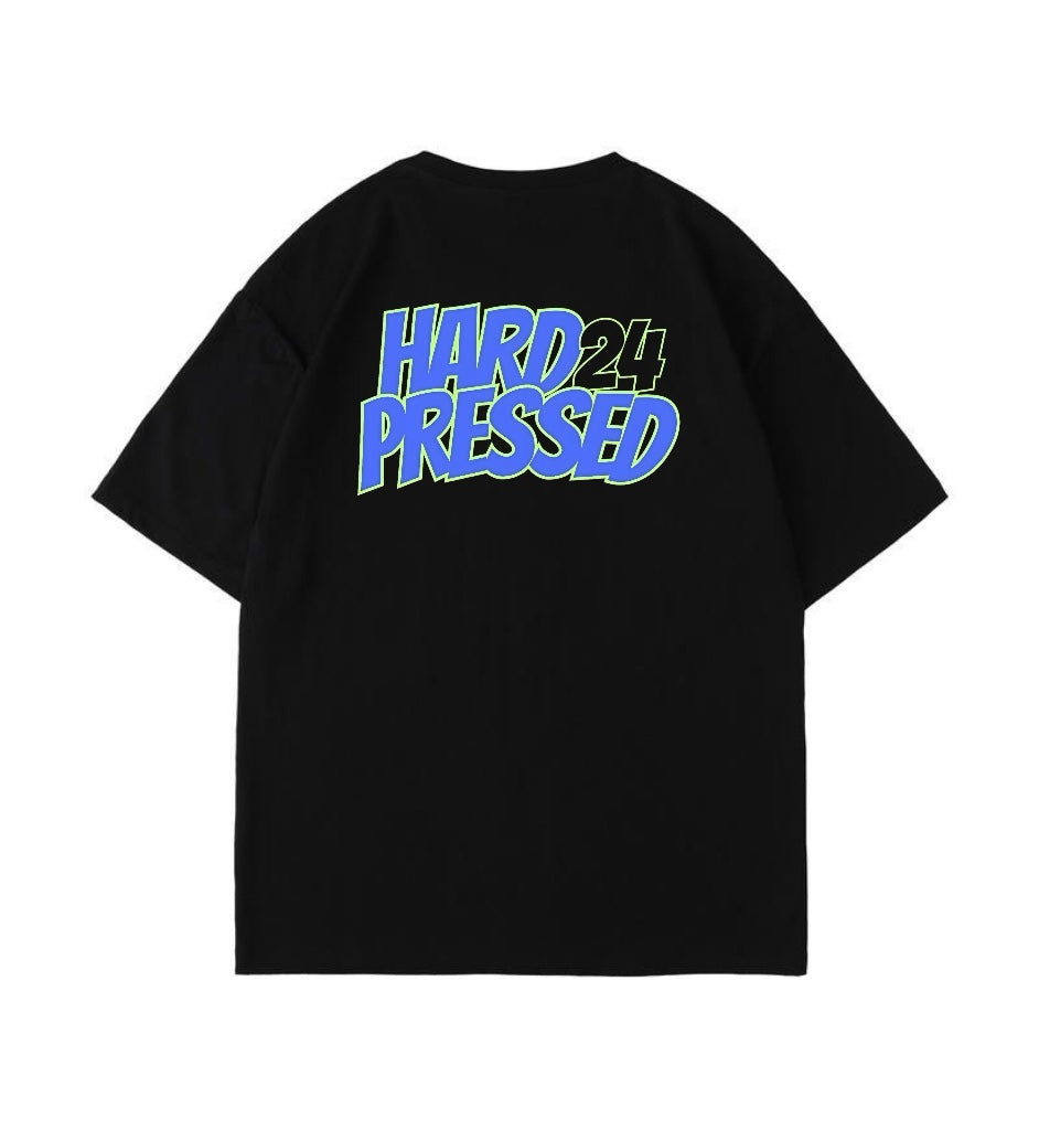 BLUE Hard Pressed Oversized Tee Embroidered - Black